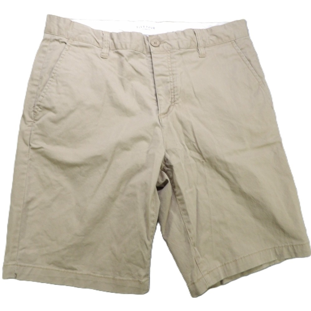 Five Four Los Angeles Men Classic Chino Shorts Tan Cotton Stretch Button Fly 32